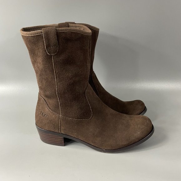 Ugg Women's Brown Suede Boots Zip Size 4 - Picture 2 of 12